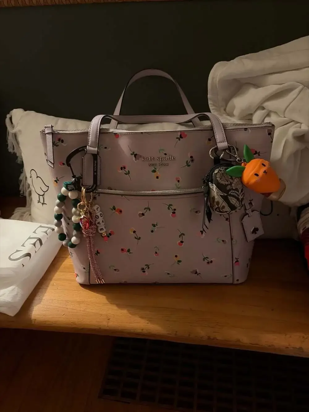 Kate Spade Cameron Wildflower Ditsy Mini Convertible Backpack in Lavender Saffia - Picture 2 of 2